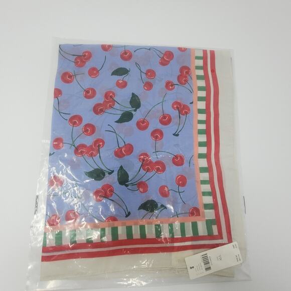 Anthropologie Maeve Cherry print 100% Silk scarf Square 35" New with tags - Picture 8 of 9